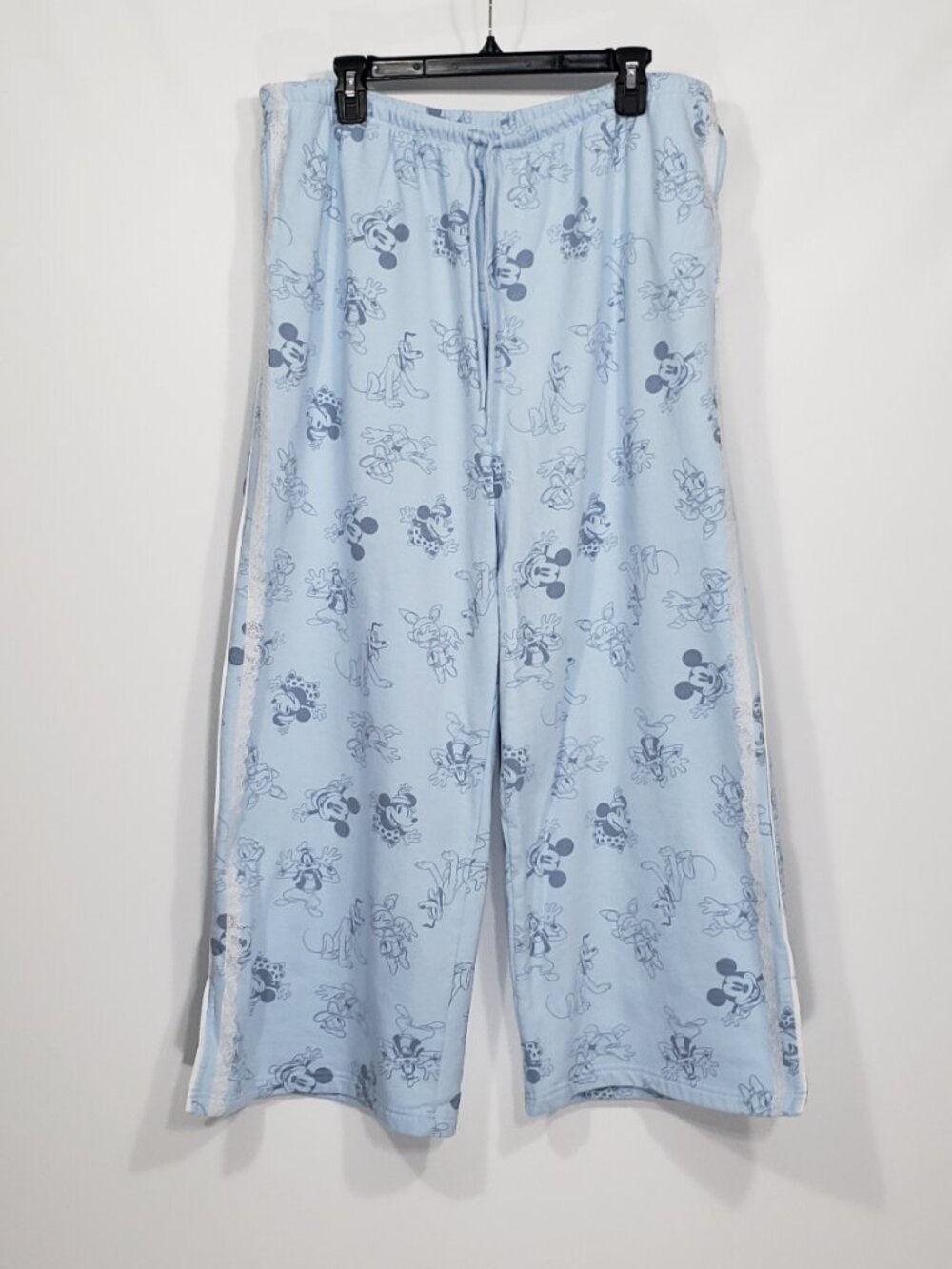 Disney Mickey Mouse Minnie Donald Duck Blue Sweatpants with lace trim XL 16-18